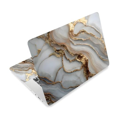 Laptop Skin Sticker Decal PVC Vinyl Sticker Notebook PC Protector Waterproof Scratch Resistant Laptop Skin for 12.1 13 13.3 13.6 14 15 15.3 16 Inch White Marble with Gold Accents - color: White Marble