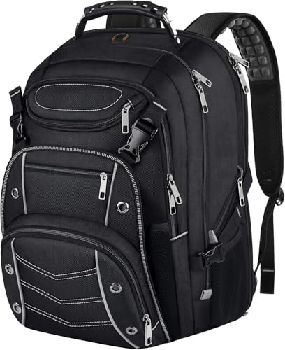 Extra Large Laptop Backpack, 22" x 17" x 10", 60L Capacity, Multi-Compartment Protection, Fits 15.6-19" Laptops, TSA Approved, RFID Anti-Theft, Sport Travel Backpack - color: Grey