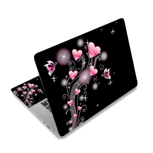 Laptop Skin Sticker Decal,12" 13" 13.3" 14" 15" 15.4" 15.6 inch Laptop Vinyl Skin Sticker Cover Art Protector Notebook PC (2 Wrist Pad Skins Included), Decorative Waterproof Removable, Pink Hearts - color: Pink Hearts