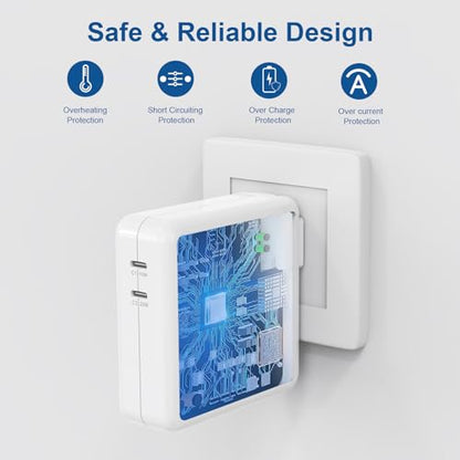 Fancy Buying Mac Book Pro Charger Block - 138W Dual Port 118/20W USB C Charger Compatible with MacBook Pro 13 14 15 16 Inch,MacBook Air, iPad Pro and All USB C Device, Include 2 Cables