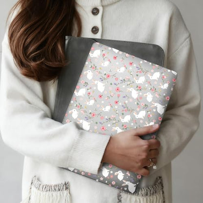 for MacBook Air 13.6 Inch Case M5/M4/M3/M2 2026-2022 Release A3449 A3240 A3113 A2681 Flower Bunny Aesthetic Design Crystal Clear Girly Case Laptop Protective Hard Shell Cover - color: Flower Bunny