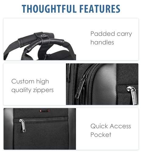 EMPSIGN 17.3 Inch Rolling Laptop Bag for Women/Men, Black | Waterproof Rolling Computer Bag, Carry-on Briefcase with Wheels, Personal Item Suitcase for Travel/Work/Business