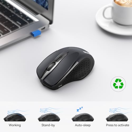 TECKNET Wireless Mouse (2.4G & BT5.0/3.0) Silent 4800 DPI Computer USB A & Bluetooth Mouse 6 Buttons, Wide Compatibility - Grey - color: Grey