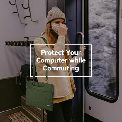 Voova 15.6-15 Inch Laptop Sleeve with Handle, MacBook Sleeve, Army Green | Splash-proof 15.6-inch laptop sleeve with handle and removable strap; fits notebooks and MacBook Pro for daily commute - color: Army Green, size: 14-15.6In & 2019 New Macbook Pro 1