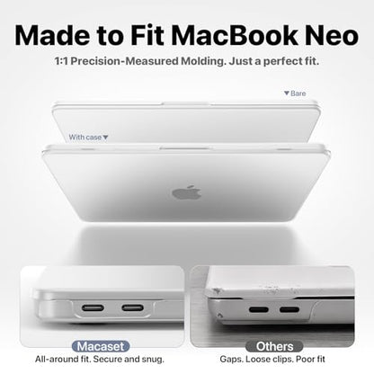 Macaset for MacBook Neo Case 13 inch 2026 (A18 Pro, Model A3404) - Clear | Scratch & Fingerprint Resistantt | Precision 1:1 Fit | True-to-Original Color | Matte Hard Shell, Matte case - color: Matte Clear