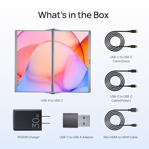 ARZOPA 15.6" Dual Portable Monitor for Laptop, Foldable Stackable FHD 1080P 100% sRGB IPS Extender, USB C & HDMI Connectivity, Adjustable Kickstand, for Mac PC Windows Gaming Office Travel-E1 Gray
