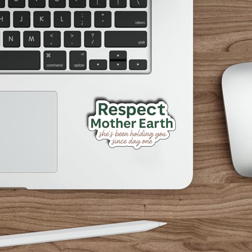(3Pcs) Respect Mother Earth Stickers Eco Friendly Quote Sustainability Vinyl Decal Nature Lover Environmental Awareness Earth Day Sticker Planet Love Green Life.Size 2" x 3" - color: Respect Mother Earth