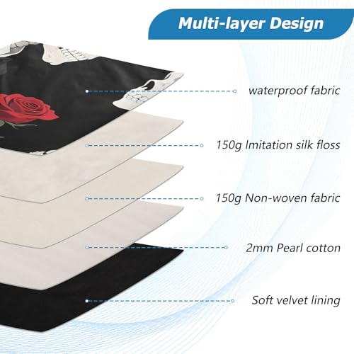 Skeleton Couple Rose Dark Padded Laptop Sleeve Case 13 Inch Soft Quilted Laptop Bag Waterproof Computer Sleeves - color: skeleton couple rose dark, size: Medium