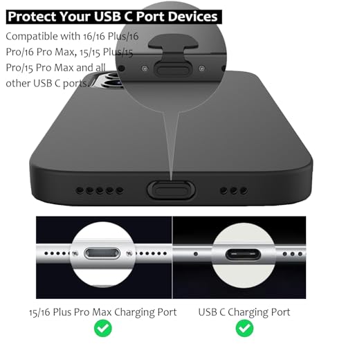 8 Packs New Dust Plug for iPhone 17 16 15 Series, USB C Cover Cap, USB C Port Cleaner, Phone Speaker Cover, with Cleaning Kit, Golden (Type C-17)