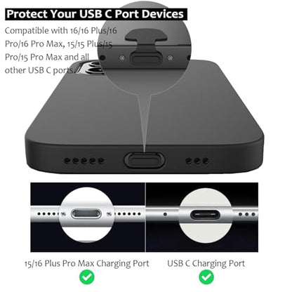 8 Packs New Dust Plug for iPhone 17 16 15 Series, USB C Cover Cap, USB C Port Cleaner, Phone Speaker Cover, with Cleaning Kit, Golden (Type C-17)