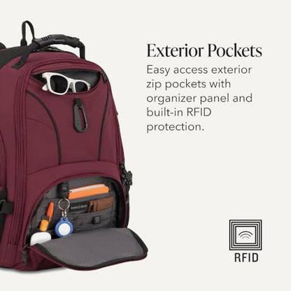 SWISSGEAR Sion 2-Piece Travel Set, Softside Expandable Carry-On Spinner Bundled with 1900 ScanSmart 17" Laptop Backpack with RFID Blocking & Tech Organization, Merlot - color: Merlot, size: 2-Piece Set (Carry-On/Backpack)