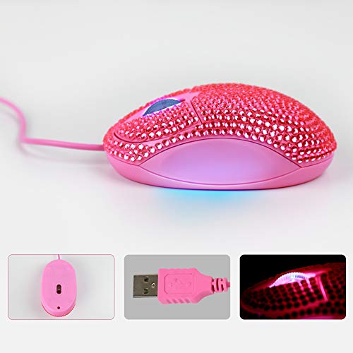 SOON GO Pink Mouse for Laptop Computer Mice with Crystal Bling Rhinestone Funny Personalized Gift for Kids and Teen Girl Birthday Kids Mouse fit for 6 7 8 9 10 Yr Old Girl - color: Rhinestone pink