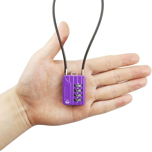 4 Digit Cable Combination Locks 12 inches Cable for School Gym Locker,Helmet,Filing Cabinets,Toolbox,Luggage Suitcase,knapsack,Cable 3mm Diameter,Purple - size: 30cm(12in)Cable Purple