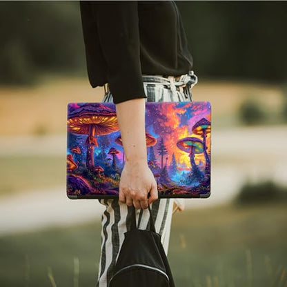 Laptop Skin Sticker Decal, Universal Protective Cover Fit 12 13 14 15.6 Inch Notebook, Reusable Water-Resistant Vinyl Decal w/ 2 Wrist Pads for Business Travel Office, Mushroom Forest Art - color: Mushroom Forest Art