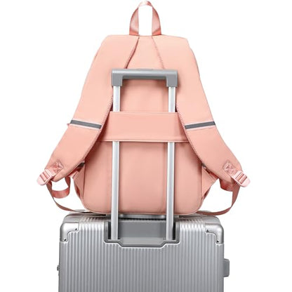 abshoo School Backpack for Girls Bookbag with Lunch Bag Teen Girls School Bag Travel Daypack (Peach Pink) - color: Peach Pink