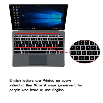 HRH English Silicone Keyboard Cover Skin for Microsoft Surface Pro | With Surface Pro 4, Pro 5 2017, Pro 6 2018, Pro 7 2019,12.3-inch Surface Pro 6,Dustproof,Soft-Touch,Ultra Thin,Black - color: Black