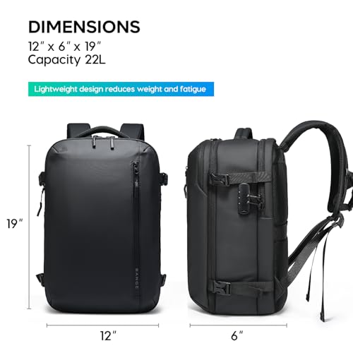 BANGE Travel Backpack with 15.6 Inch Laptop Compartment & TSA Lock for Men and Women, Water-Resistant Large Carry-On, Flight Approved,Black - style: Without Vacuum