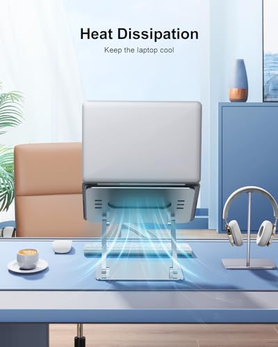 JOIOT Ergonomic Laptop Stand,Adjustable Riser for 10-17.3” Computer | Aluminum Stand,Ventilated cooling holes, relieves neck strain, stable support, perfect for home office, study, video call use - color: Silver