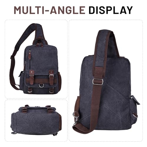 mygreen Canvas Cross Body Messenger Bag Shoulder Sling Backpack Travel Rucksack - color: Dark Blue, size: Large