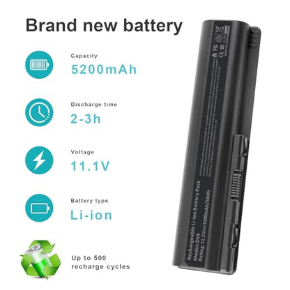 484170-001 497694-001 498482-001 484170-002 485041-001 Laptop Battery for HP Pavilion DV4-2040US DV5-1010 CQ40 CQ45 CQ50 CQ60 EV06 G50 G60 G70 G71 G60-535DX Compaq Presario CQ60 CQ50 CQ40 CQ70 CQ45 - size: 8.07*2.05*0.83inch DV4