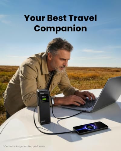 SHARGE Laptop Power Bank 25000mAh, HyperTower 170W Total Fast Charging Portable Charger, 100W USB-C Power Bank with Built-in Cables, High Capacity Travel Battery Pack for MacBook, iPhone17, Galaxy S26 - color: Black