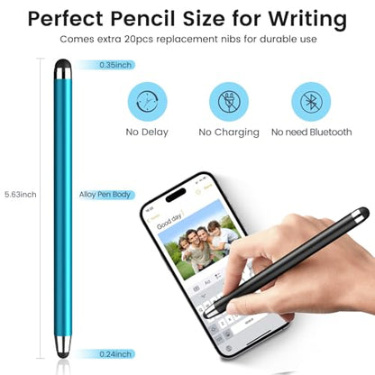 Stylus Pen for Touchscreen 20 Pack, 2 in 1 Universal Stylus High Precision Sensitivity, Stylus Pen for ipad, iPhone, Android, Galaxy Microsoft,Chromebook Tablet All Capacitive Touch Screens - color: Metallic Colors-20pack