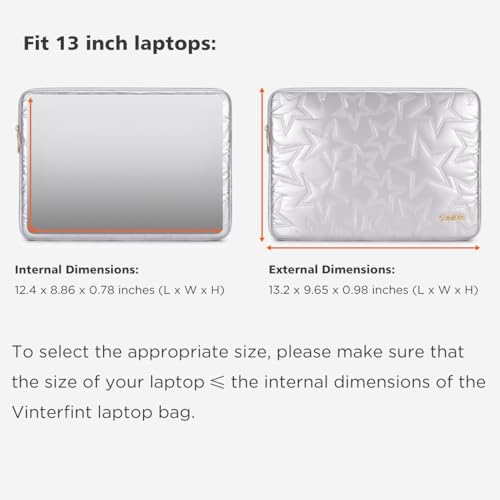 13 inch Laptop Sleeve Case for 13" MacBook Air M5 / M4, 13" MacBook Neo/Pro, 13" Latitude 5350/7320/7350, 13.4" Dell XPS 13, 13" ThinkPad X13 Gen / L13 Gen 5, HP Laptop Bag Cover, Silver - color: Silver, size: 13 inch / Macbook 13