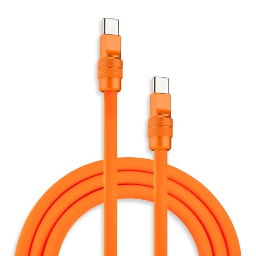 chubbycable Chubby 2.0 USB C 240W Fast Charging Cable Silicone Soft Durable USB C Cable Extra Thick Charger Cord Compatible with iPhone 17-15 Series iPad, Orange+Orange, Type-C to Type-C, 3.3FT - color: Orange+Orange, size: 3.3ft (1m), style: Type C-Type