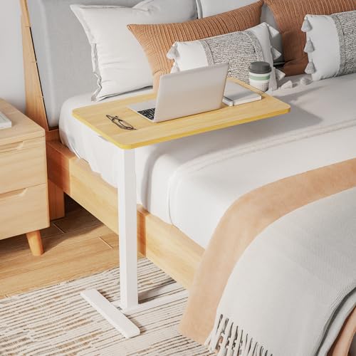 SANODESK Mobile Standing Desk with Hidden Wheels,Pneumatic Laptop Desk Rolling Computer Cart Movable Height Adjustable Small Sit Stand Desk for Home Office(27.6" W x 15.7" D,Maple) - color: Maple, size: 28x16