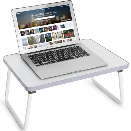 Lap Desks Laptop Tray for Bed or Couch, Breakfast Serving Tray | Portable Lightweight Mini Table with Folding Legs, Multi-Purpose Laptop Stand for Working, Reading and Writing, White - color: White