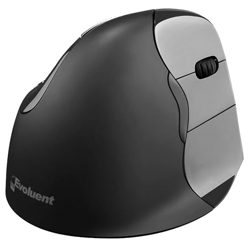 Evoluent – The World's Original Vertical Mouse – VMC Classic Wireless USB/Bluetooth Ergonomic Mouse Right Hand M-L, Sculpted Comfort, 4 Speeds, Non-Programmable Copy & Paste Buttons