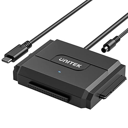 Unitek IDE/SATA USB-C 3.0 Adapter, Little Triangle, 10TB, 6Gbps, Tool-Free | Simultaneous 1 SATA + 1 IDE Access; For 2.5/3.5" IDE/SATA, Optical; Plug & Play, Hot-Swap, Auto Sleep; 12V Adapter Included - color: USB C