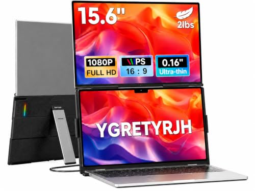 Laptop Screen Extender, 15.6” FHD 1080P Portable Monitor for Laptop, 0.2" Ultra-Thin Display with 100% sRGB, Dual Screen Extender for 13–17” Laptops, Plug & Play for Windows/Mac/Chrome/Android - size: 15.6" Dual Screen Extender