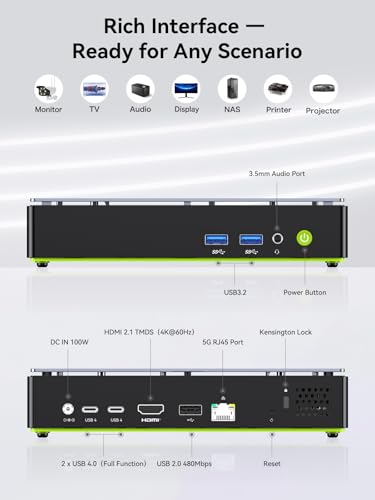 GMKtec K13 Mini PC Intel Ultra 7 256V SK Hynix LPDDR5 8533 MT/s | 512GB PCIe 4.0 SSD Intel ARC 140V/ 5G RJ45 WiFi 6E BT 5.2/ USB4 40Gbps/ HDMI 2.1 Triple Display Desktop Mini Computer - size: 16GB+512GB I 256V