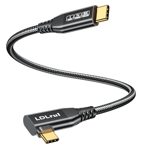 High Speed USB C Data Cable 2FT, 40Gbps Fast Transfer, 8K/4K@60HZ, 240W PD Charging, Right Angle Gold-Plated, Dual USB4 Cable for iPhone 17/16/15, MacBook Pro, iPad, Samsung, SSD, Portable Monitor - color: Black, size: 2FT