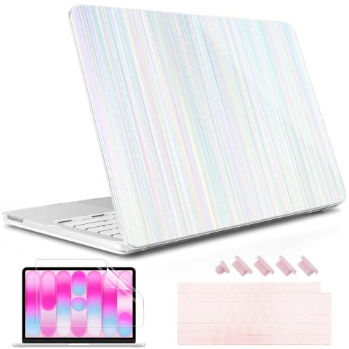 May Chen Compatible with MacBook Neo 13 inch Case 2026 Model A3404, Plastic Hard Shell,Keyboard Cover,Screen Protector,Dust Plug, for MacBook Neo 13" with A18 Pro Chip, Blue Strips - color: Blue strips