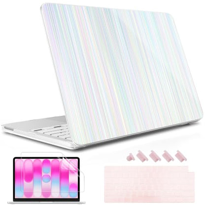 May Chen Compatible with MacBook Neo 13 inch Case 2026 Model A3404, Plastic Hard Shell,Keyboard Cover,Screen Protector,Dust Plug, for MacBook Neo 13" with A18 Pro Chip, Blue Strips - color: Blue strips
