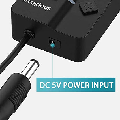 USB 3.0 Splitter with 5V/2A Power Adapter, 7-Port USB 3.0 Hub with Individual Power Switches and Lights, Portable Expansion Data Hub with 120cm Cable for Windows, Vista, XP, Linux, Mac OS X