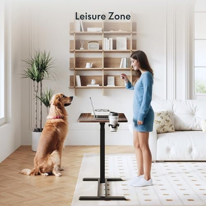 FLEXISPOT 32''Adjustable C Table Gas Spring Mobile Side End Table | Adjustable C table with Wheels, Bedside table for sofa and couch. Laptop Rolling Cart TV Tray, 31.5" W x 17.7" D,Rustic Brown - color: Rustic Brown, size: 32x18