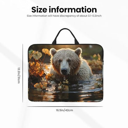14 inch Laptop Sleeve with Handle Shockproof Laptop Bag Waterproof Computer Cover Bag Bear Crossing The River Briefcase