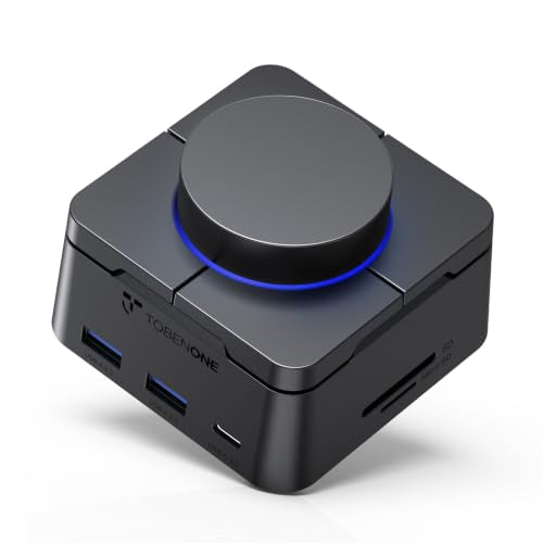TobenONE Laptop Docking Station Dual Monitor,DIY Programmable Shortcuts | USB C Docking Station with Volume Knob,2×4K HDMI,5 USB,100W PD,Ethernet,SD/TF, Audio,for Multi-Screen Users at Home & Office