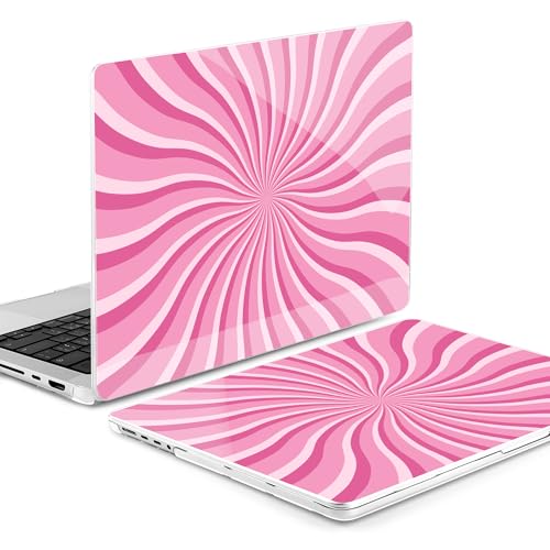 MEEgoodo Case for MacBook Pro 16 inch 2026 2024 2023 2021,Laptop Shell Compatible with M5 M4 M3 M2 M1 Pro/Max Chip, Fit Model A3429/A3428/A3403/A3186/A2991/A2780/A2485, Pink & White Swirl - color: Pink & White Swirl