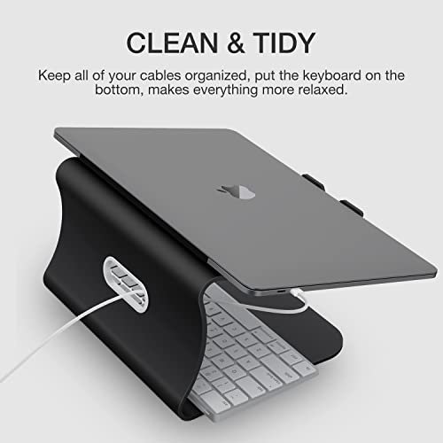 Laptop Stand, Aluminum Notebook Holder Riser Heat-Vent for MacBook Air/Pro, Dell, HP, Lenovo, Microsoft Surface, Samsung 11-16 inches Notebook (Black) - color: Black