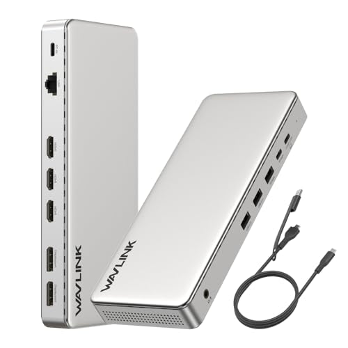 Docking Station 3 Monitors,WAVLINK SM770 Docking Station with Triple HDMI, Dual DP, 100W PD in,10Gb USB A&C,2.5G Ethernet,Compatible with MacBook Neo/Mac OS, SMI Driver & Host USB3.2 Gen 2 Required - style: UG77PD1(no charger)