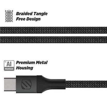 Scosche CPD20Ci4B4 Powervolt 20W USB Type-C PD 3.0 Black Fast Car Charger with MFi Certified USB-C to Lightning Charge & Sync Braided Space Gray 4-ft. Cable - style: 20W + Lightning Cable