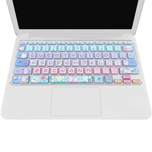 Silicone Keyboard Cover for HP Chromebook 11 x360, Chromebook 11 G2/G3/G4/G5/G6 EE/G7 EE, HP Chromebook 14-ca 14-ak 14-X Series, HP Chromebook 14 G2 G3 G4, Cute Bunny - color: Cute Bunny