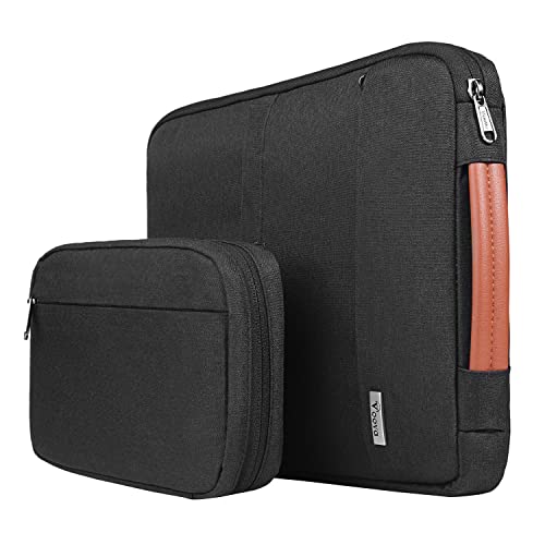 Voova 13.3-13 Inch Laptop Sleeve, Laptop Case, MacBook Sleeve, Black | Water-repellent laptop sleeve with detachable accessory pouch; fits MacBook Air/Pro, Surface and Chromebook for storage - color: Black, size: 13-14 Inch (13.4 x 9.84 x 1.18 in)