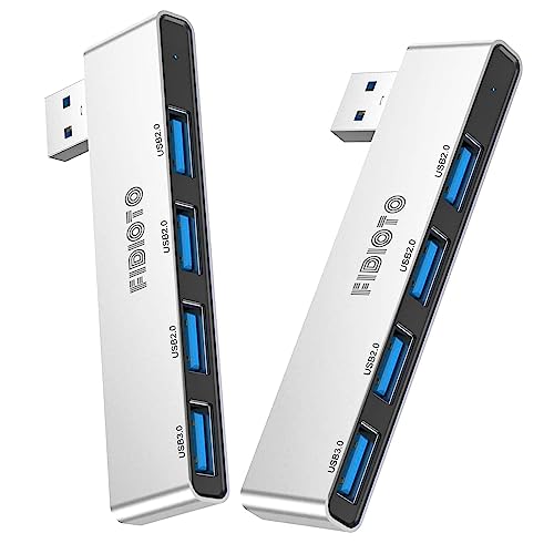 USB Hub 2Pack Right Model, Fidioto 4 Port USB Adapter(1 * 3.0 Port, 3 * 2.0 Port), Laptop, iMac Pro, MacBook Air, Mac mini/Pro, Notebook PC, USB Flash Drives and Mobile HDD Etc. - color: 4in1- 2pcs Right-Silver