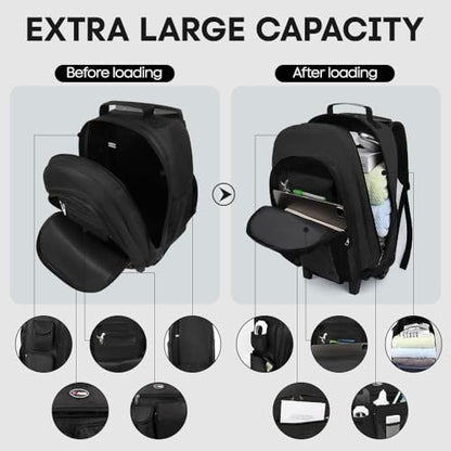 20" 2-in-1,Wheeled Travel Luggage Bag w/Telescopic Handle | Rolling Travel Luggage w/2 Wheels,Trolley Suitcase,Spacious Storage Design,2560-20''-Black - color: JH-2560-Black-20