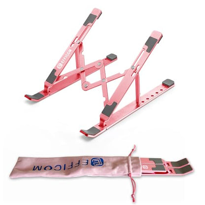 Laptop Stand for Desk, Ergonomic Lap Riser, Portable Laptop Stand, Aluminum Lightweight Foldable Notebook Support, Compatible with Laptop 10-15.6'' and Tablet, Phone (Pink)